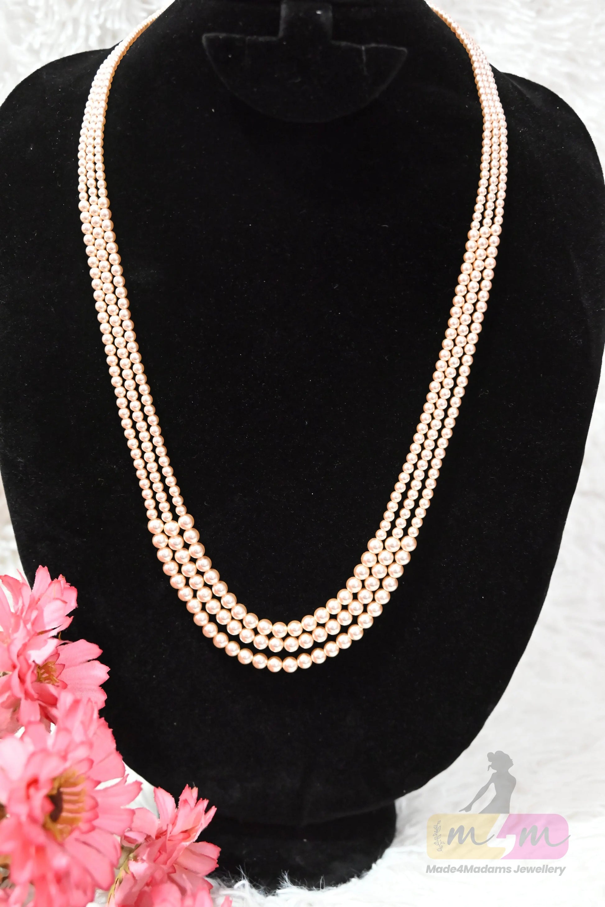 Classic 3-Strand original Swaroski Pearl Haram Necklace Made4Madams