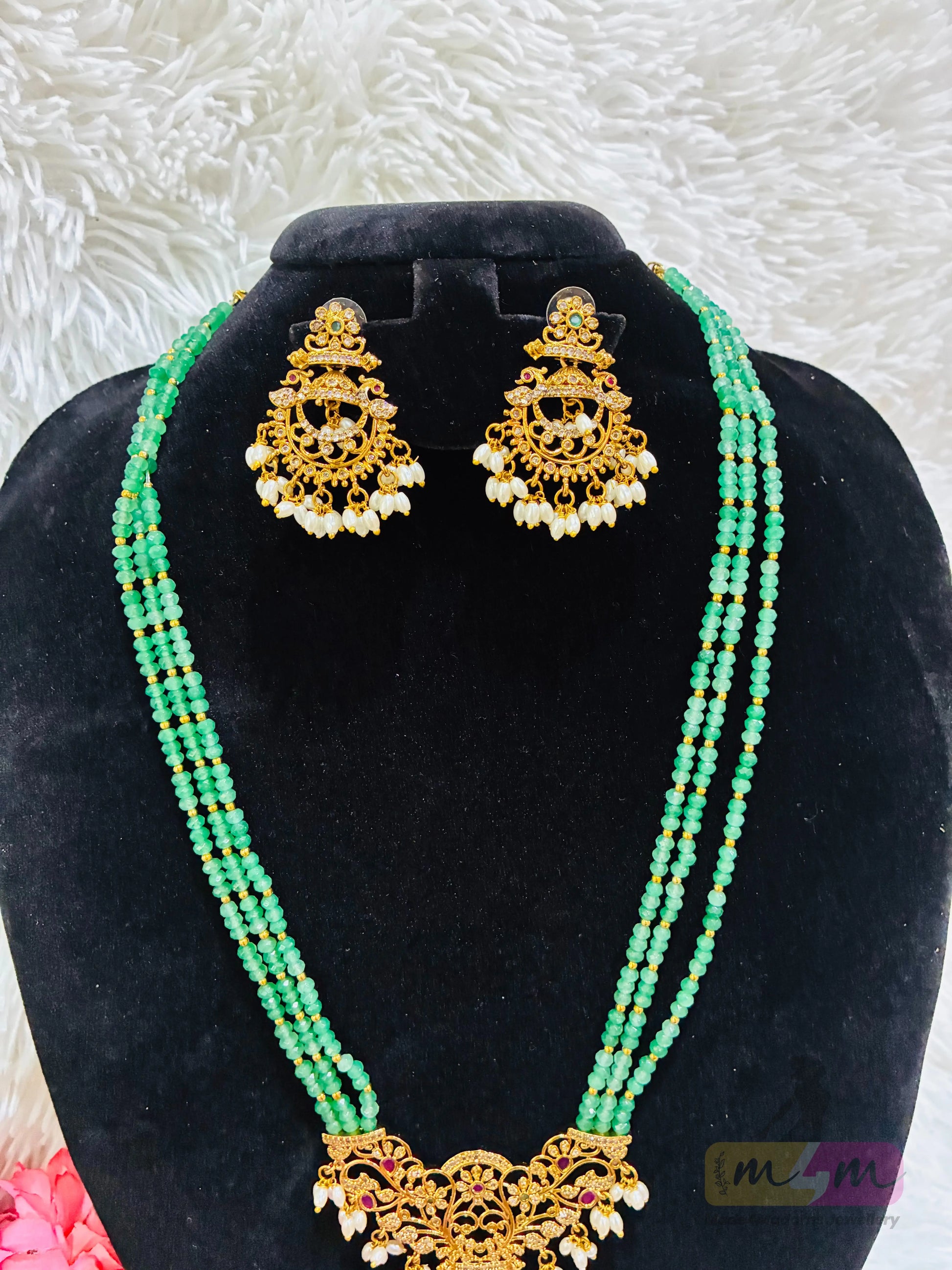 Beaded Necklace Set with Earrings Made4Madams