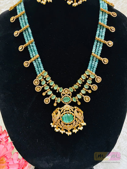 Ethinc Rich Look Beaded Kundan Necklace with Earrings Made4Madams