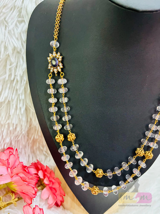 Two-Layered beads Chain with Side pendant Made4Madams
