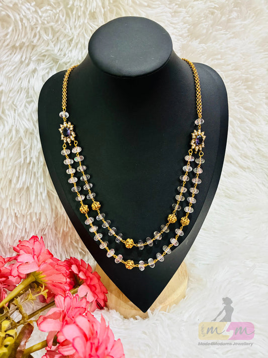 Two-Layered beads Chain with Side pendant Made4Madams