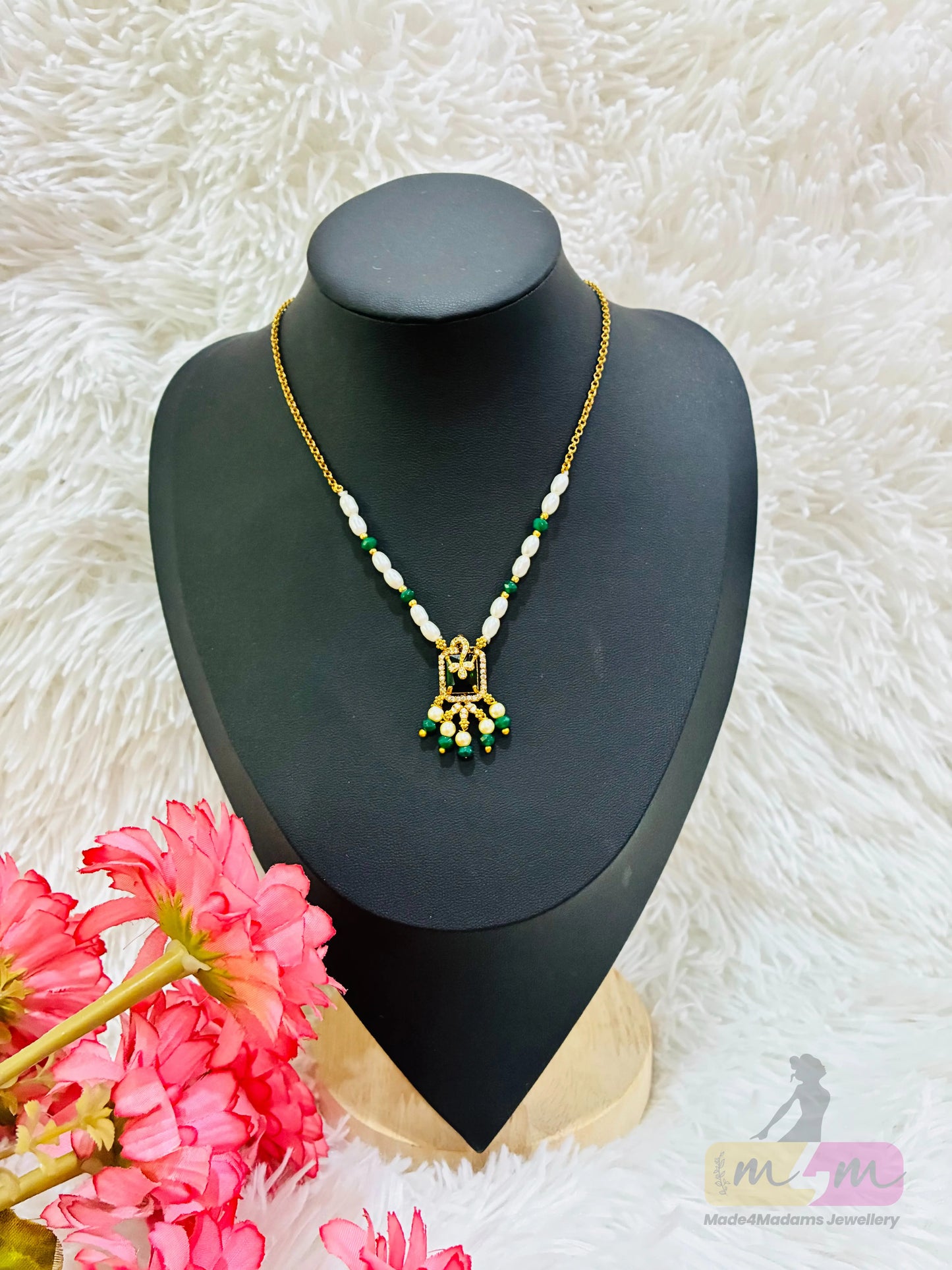 Micro Gold Plated Simple Bead Chain with Pendant Made4Madams