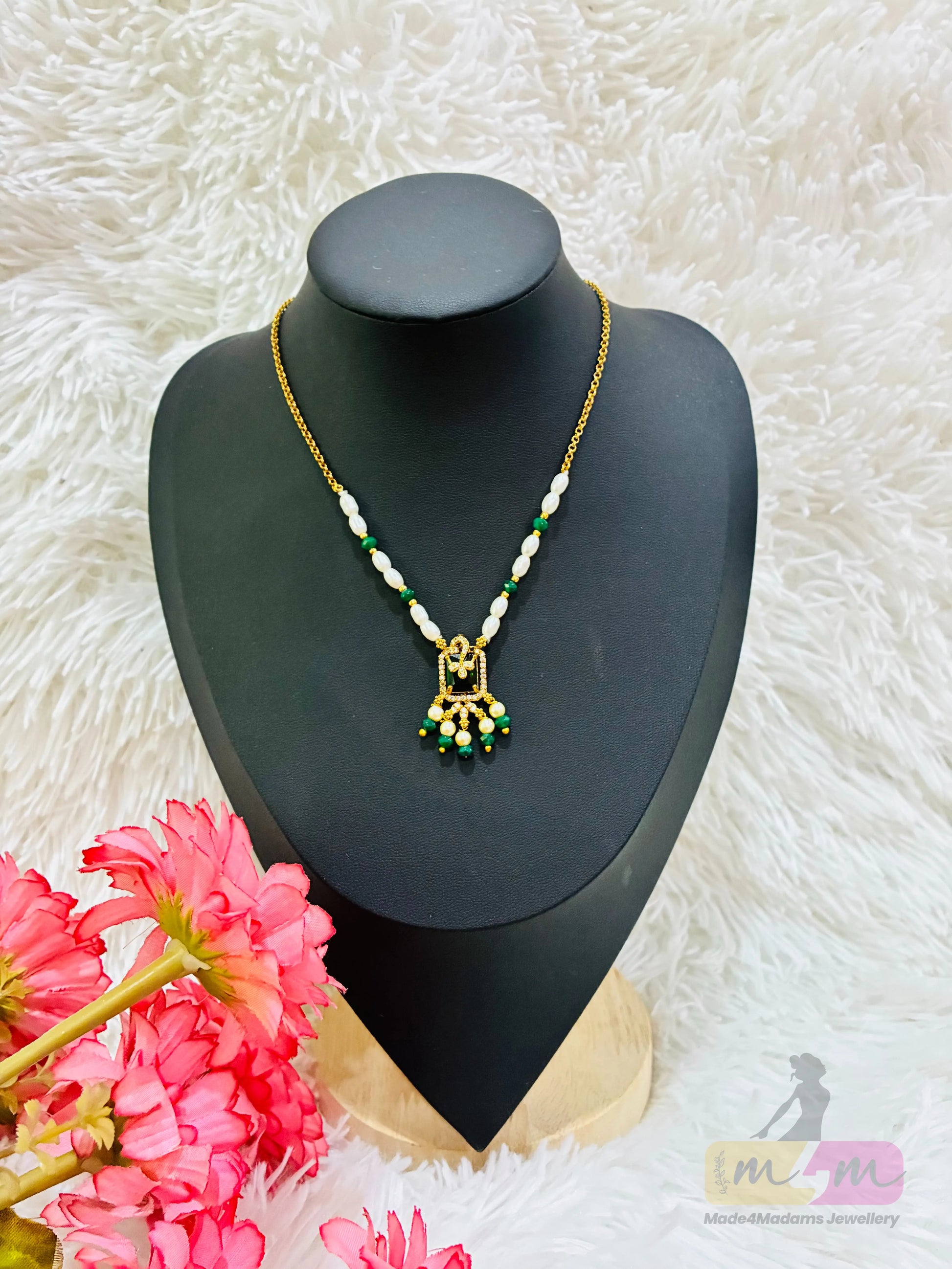 Micro Gold Plated Simple Bead Chain with Pendant Made4Madams