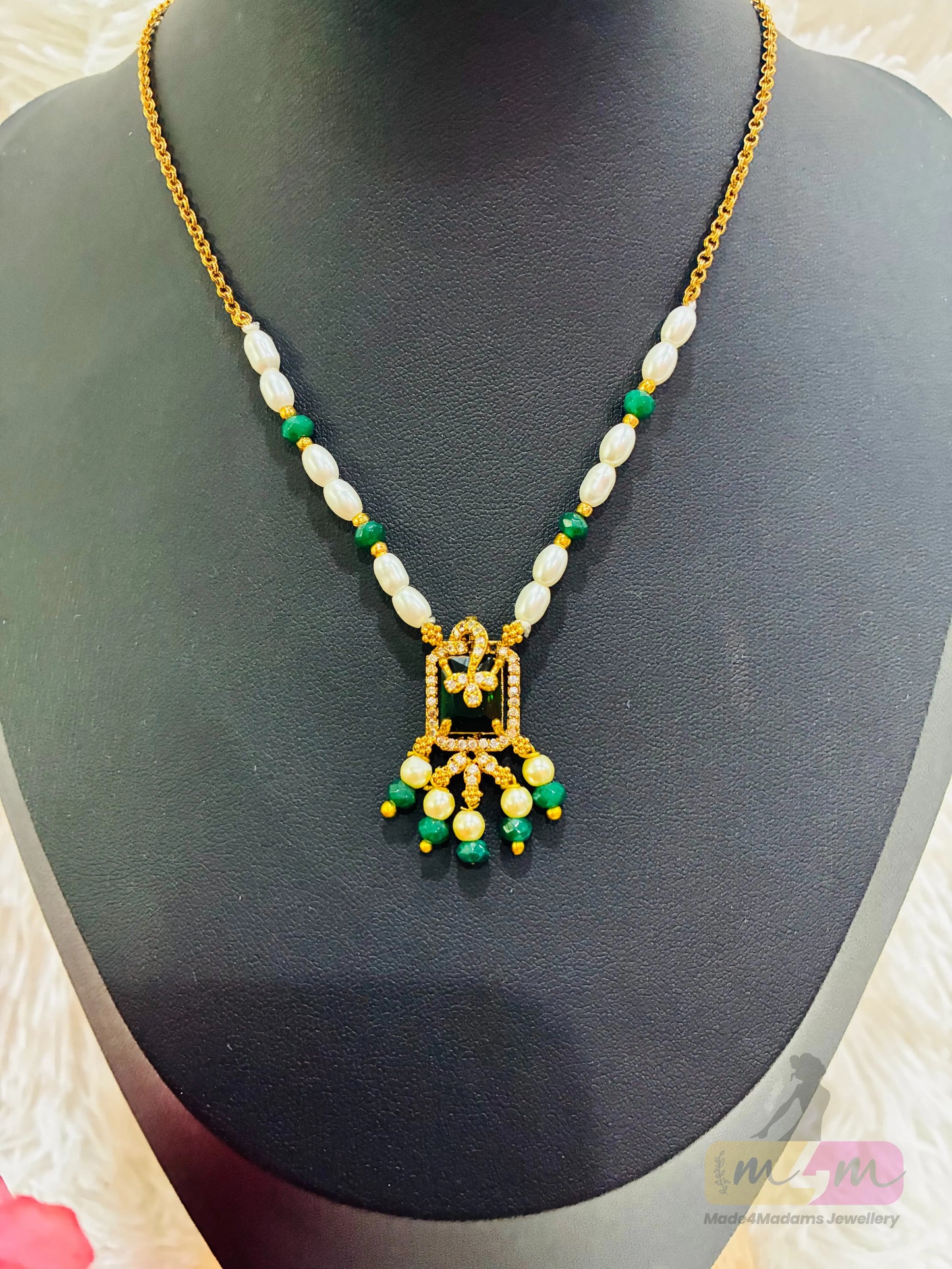 Micro Gold Plated Simple Bead Chain with Pendant Made4Madams