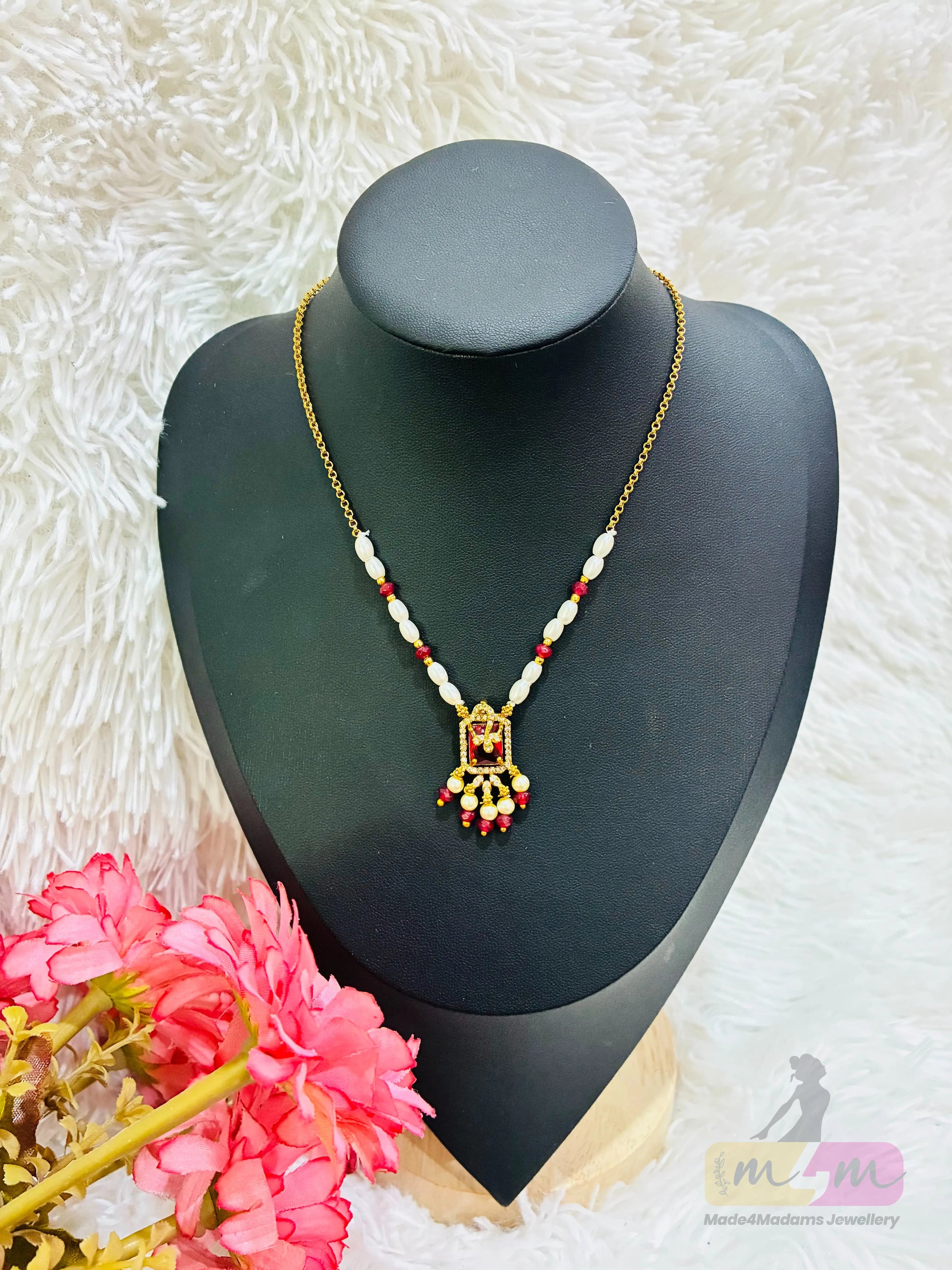 Micro Gold Plated Simple Bead Chain with Pendant Made4Madams