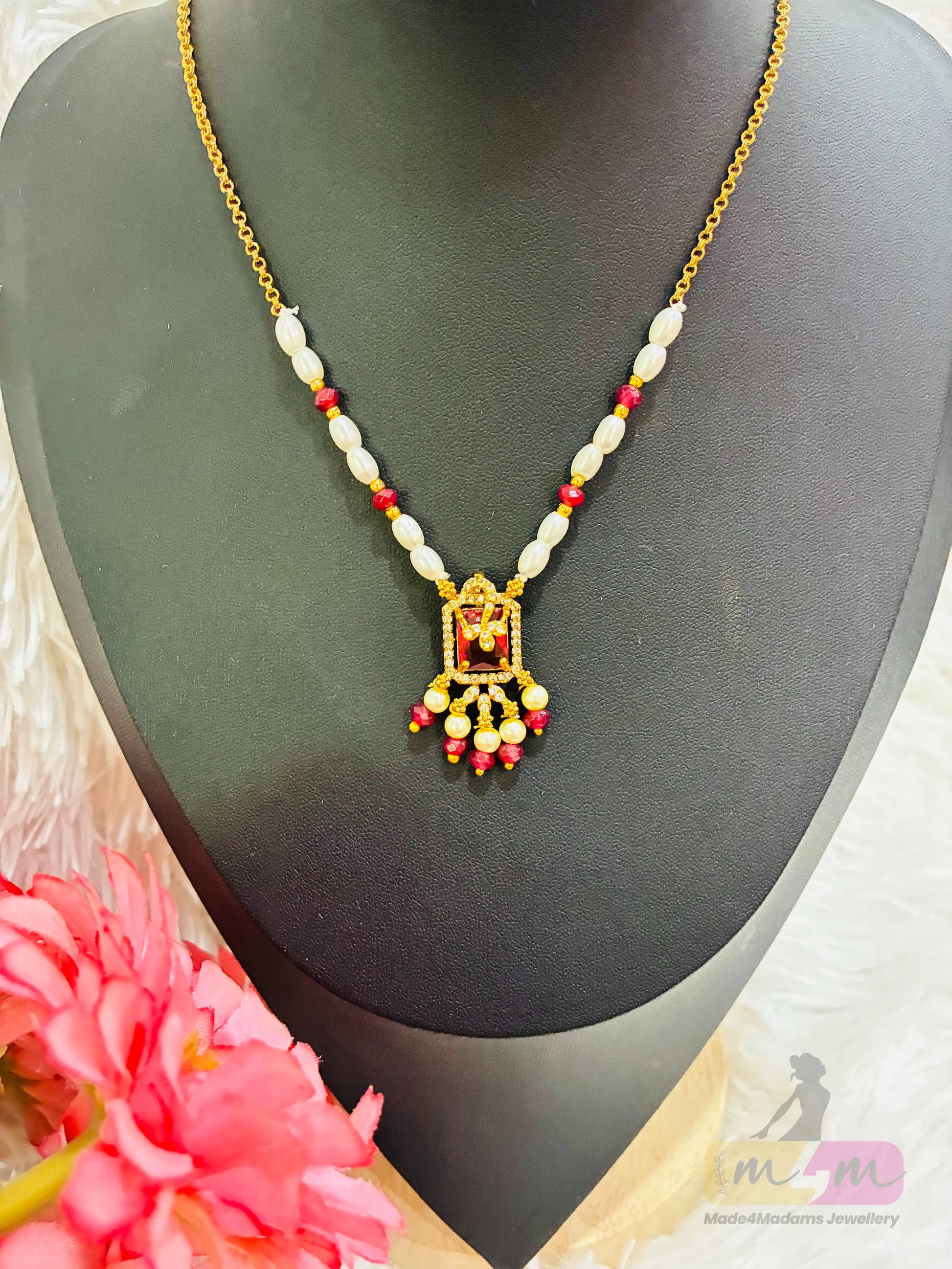 Micro Gold Plated Simple Bead Chain with Pendant Made4Madams
