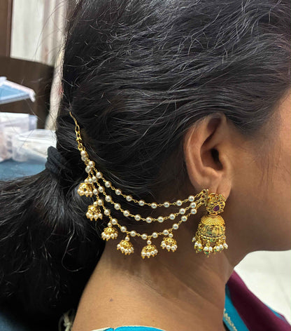 Handmade 3 Lines Champaswaralu with  First Quality Swarovski Pearls