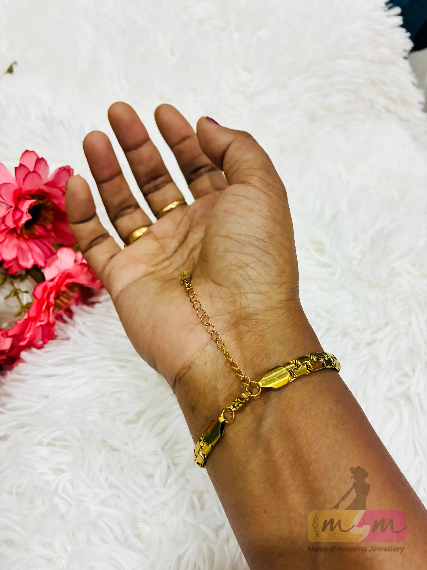 18K Gold Plated Cross Heart Waterproof Non TarnishTrigger Clasp Closure Chain Bracelet Made4Madams