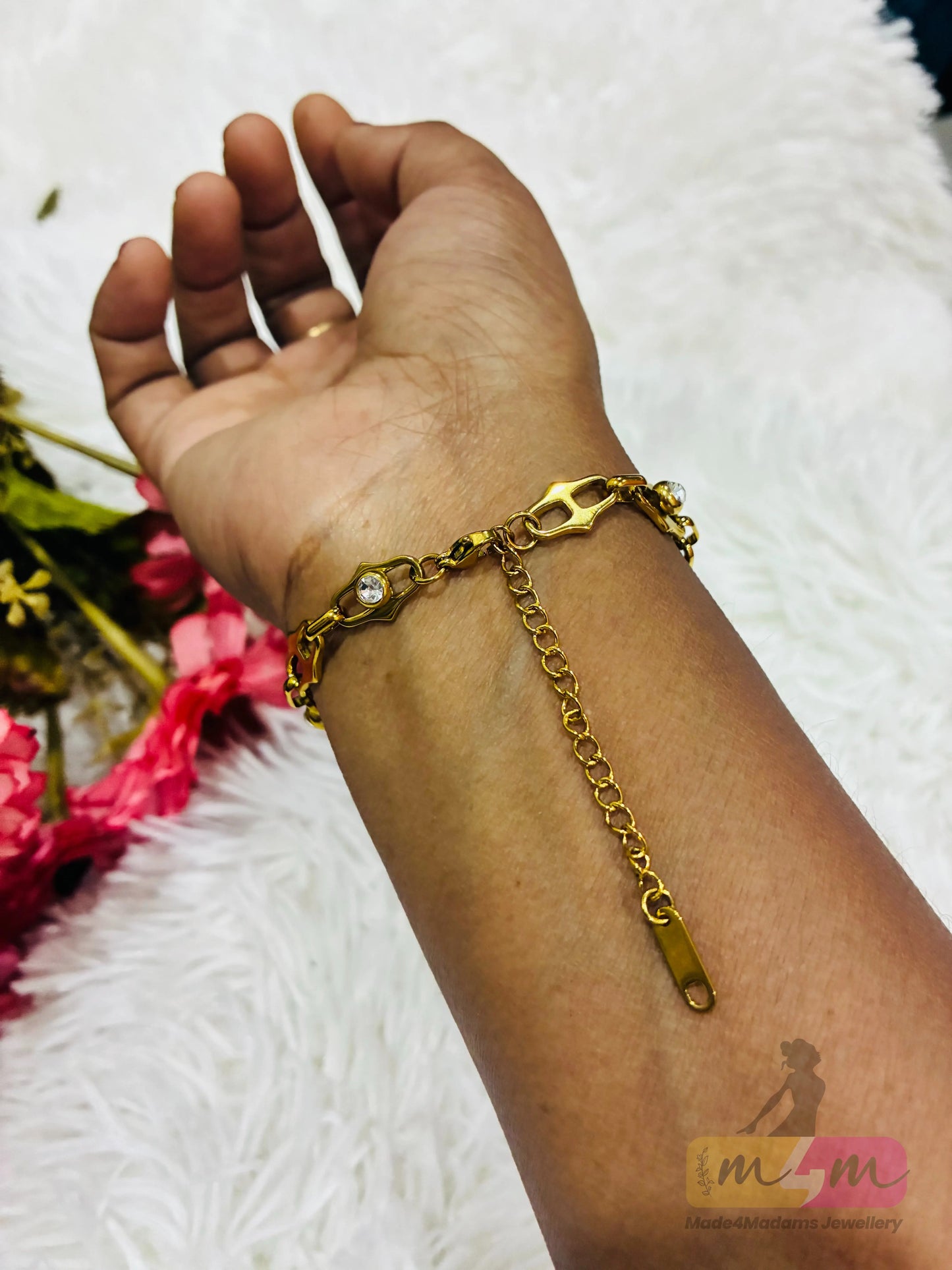 PVD Coated Zircon 18K Real Gold Plated Bracelets Made4Madams