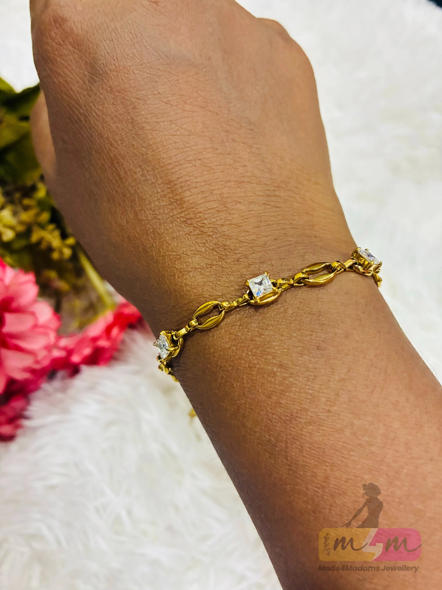 PVD Coated Zircon 18K Gold Plated Bracelets Made4Madams