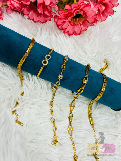 PVD Coated Zircon 18K Real Gold Plated Bracelets Made4Madams