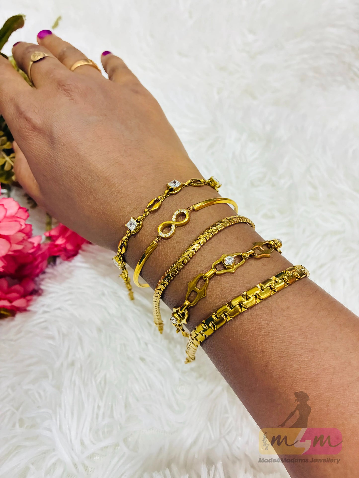 PVD Coated Zircon 18K Gold Plated Bracelets Made4Madams