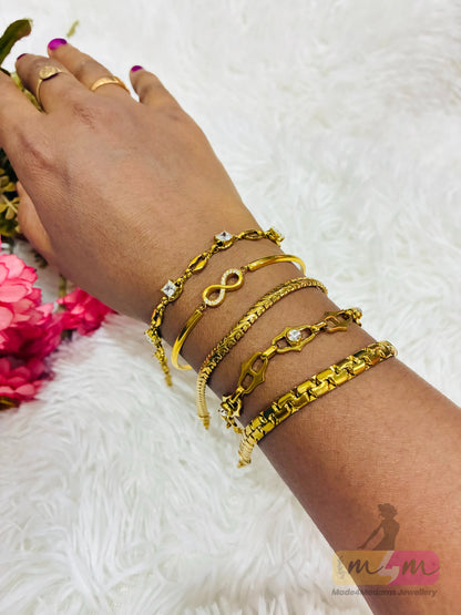 18K Gold Plated Cross Heart Waterproof Non TarnishTrigger Clasp Closure Chain Bracelet Made4Madams