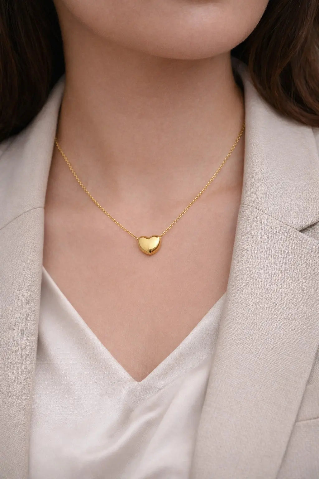 18K Gold Plated Heart-Shaped Chain Necklace Made4Madams