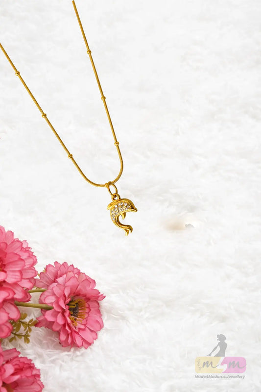 Multi Stone Dolphin 18k Gold Plated Pendant Made4Madams