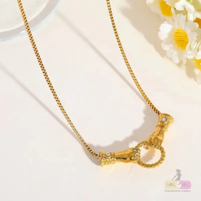 Safety Clasp Closure Necklace 18K Gold Plated Made4Madams