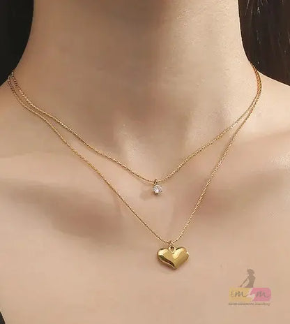 Luxury Double Layer Heart Necklace 18K Gold Plated Made4Madams