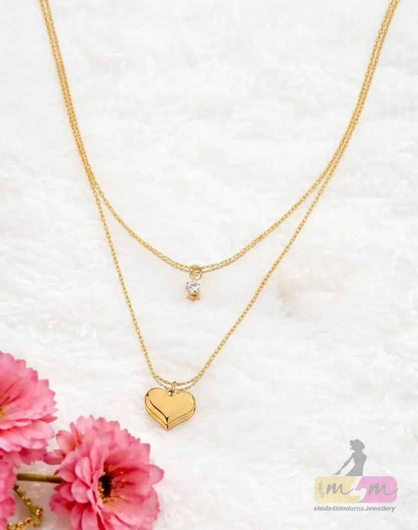 Luxury Double Layer Heart Necklace 18K Gold Plated Made4Madams