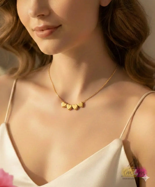 Heart Shaped Princess Classic Style Necklace 18K Gold Plated Made4Madams