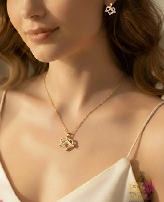 Heart Shape Luxurious Classic Necklace 18K Gold Golden Plated Made4Madams