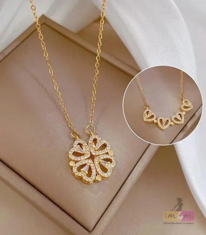 Heart Shape Luxurious Shiny Necklace 18K Gold Plated Made4Madams