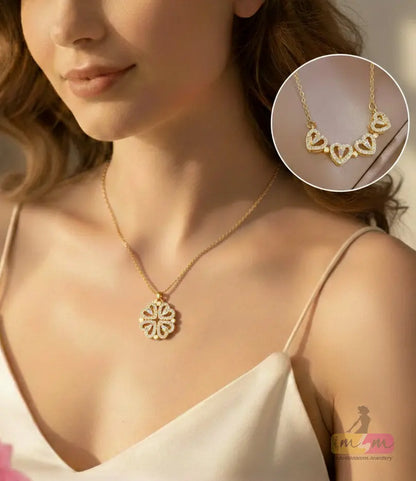 Heart Shape Luxurious Shiny Necklace 18K Gold Plated Made4Madams