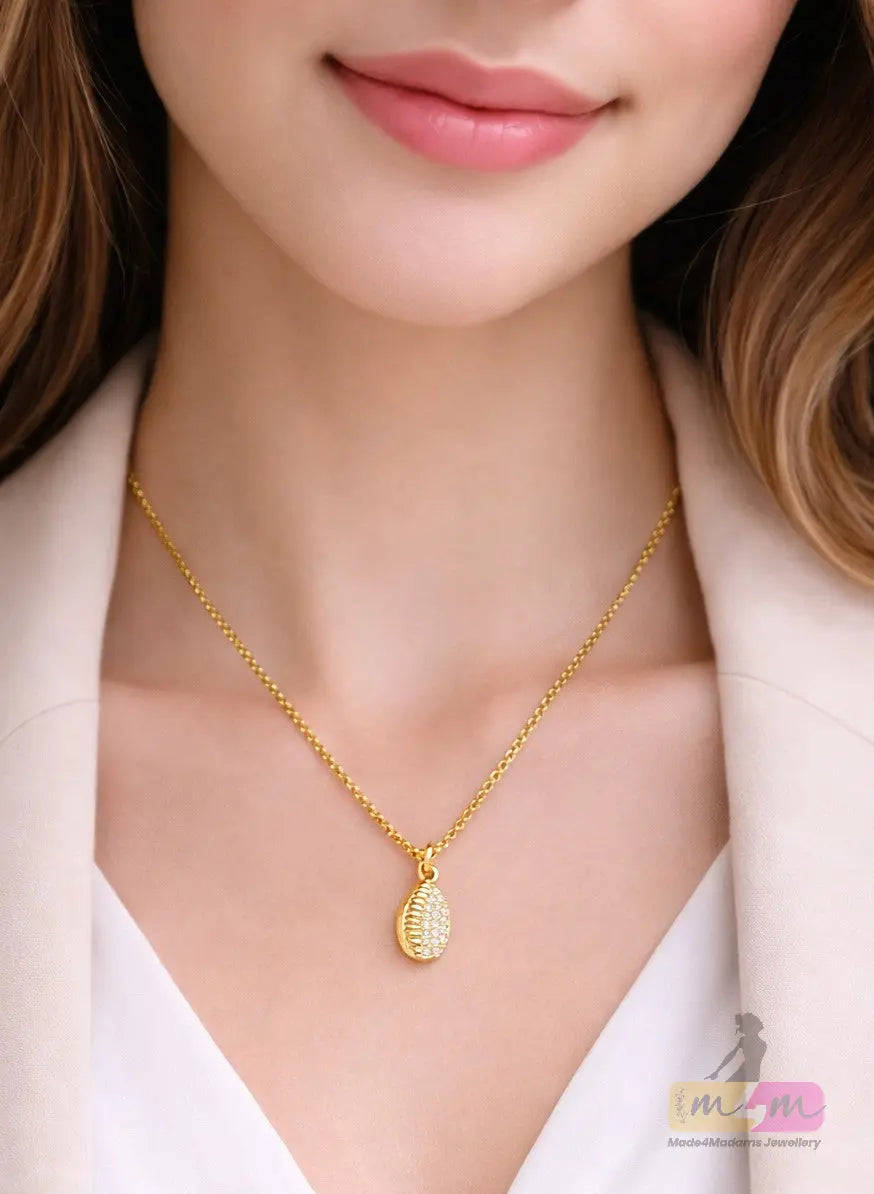 Stone Drop Pendant Chain 18K Gold Plated Made4Madams
