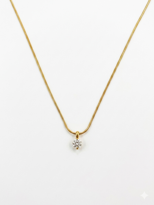 18K Gold Plated Round Box Chain Elegant Simple Style Pendant Necklace Made4Madams