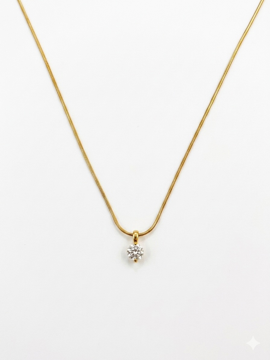 18K Gold Plated Round Box Chain Elegant Simple Style Pendant Necklace Made4Madams