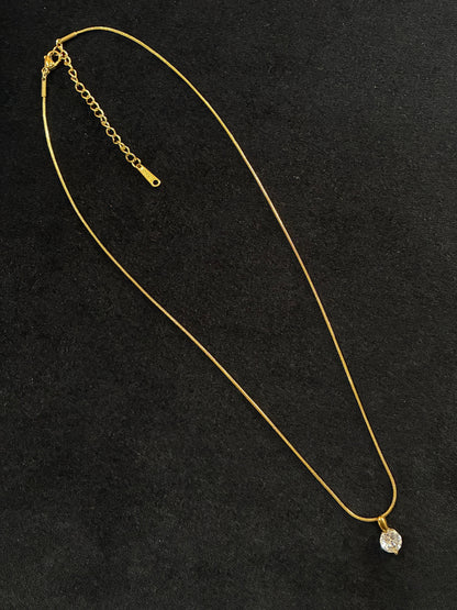 18K Gold Plated Round Box Chain Elegant Simple Style Pendant Necklace Made4Madams