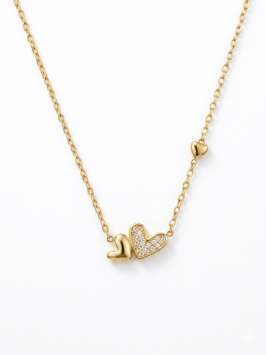 Geometric Electroplated Heart 18K Real Gold Plated 304 Stainless Steel Cable Chain Made4Madams