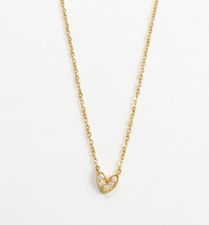 Heart Shape Rhinestones 18K Gold Plated Luxurious Romantic Shiny Pendant Necklace Made4madams