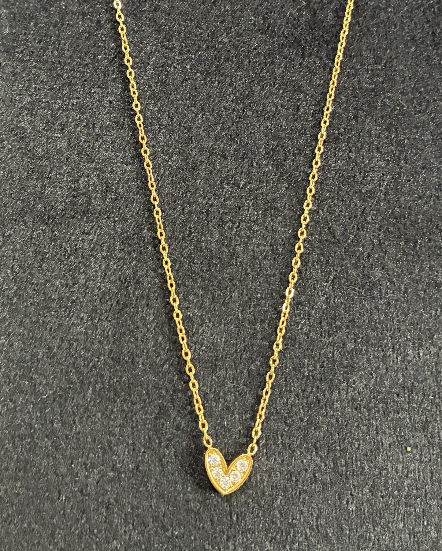 Heart Shape Rhinestones 18K Gold Plated Luxurious Romantic Shiny Pendant Necklace Made4madams