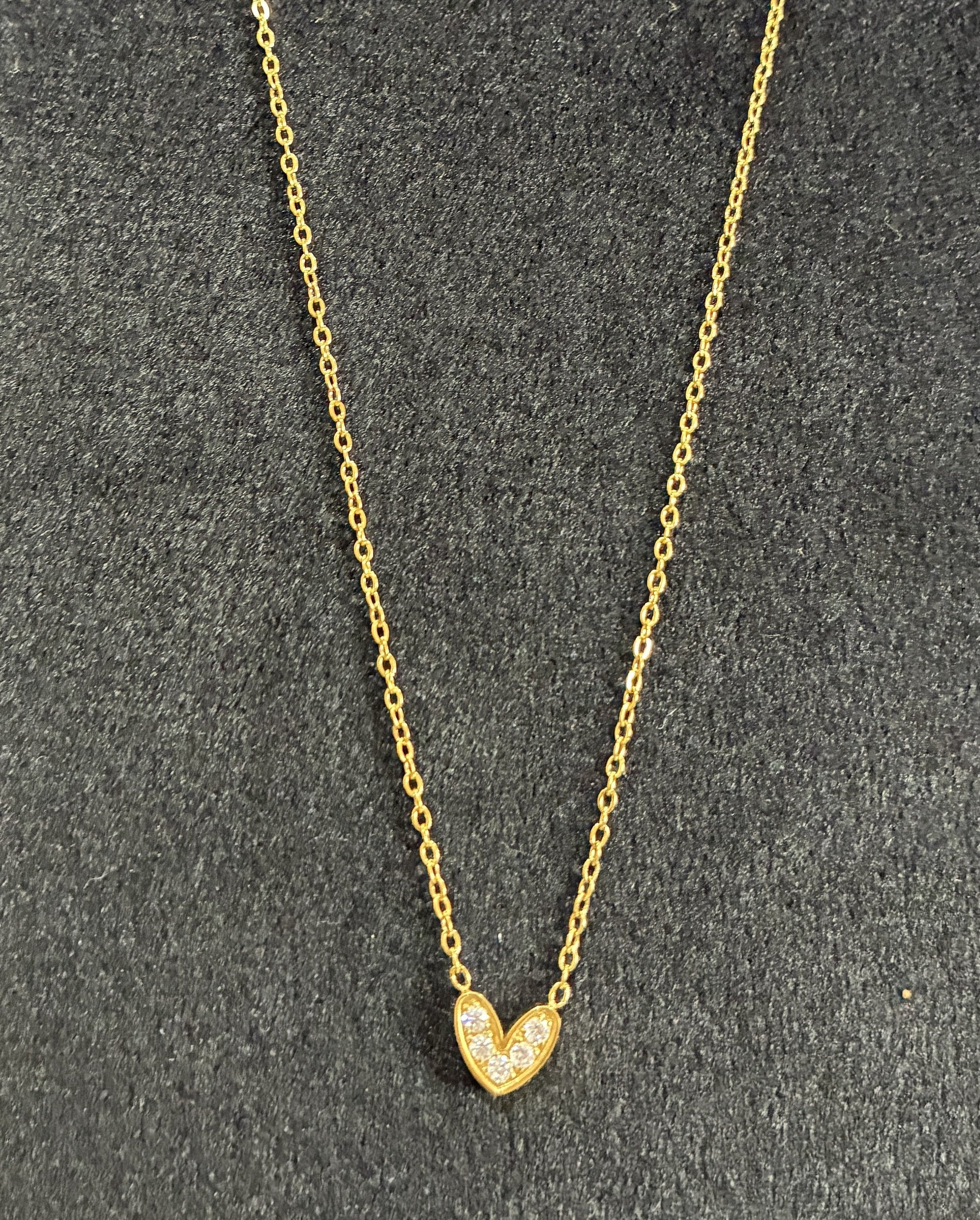Heart Shape Rhinestones 18K Gold Plated Luxurious Romantic Shiny Pendant Necklace Made4madams