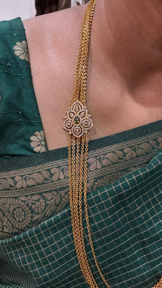 Necklace - 5 Lines Chandraharam - Green