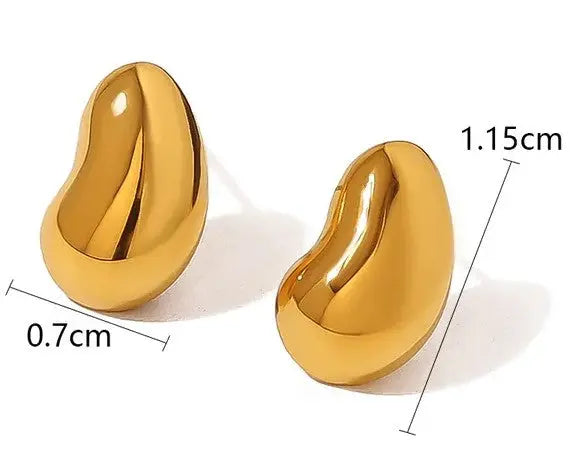Modern Style Waterproof Non Tarnish Pea Design Stud Earrings Made4Madams
