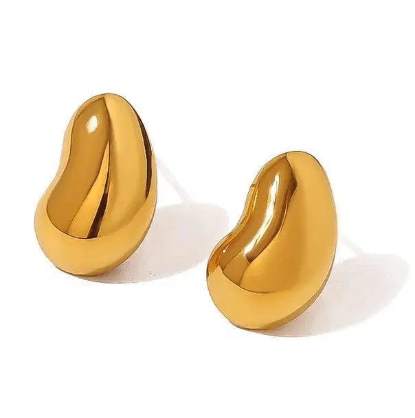 Modern Style Waterproof Non Tarnish Pea Design Stud Earrings Made4Madams