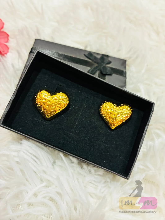 18K Gold Plated Gem Solid Color Heart Shaped Earrings Made4Madams