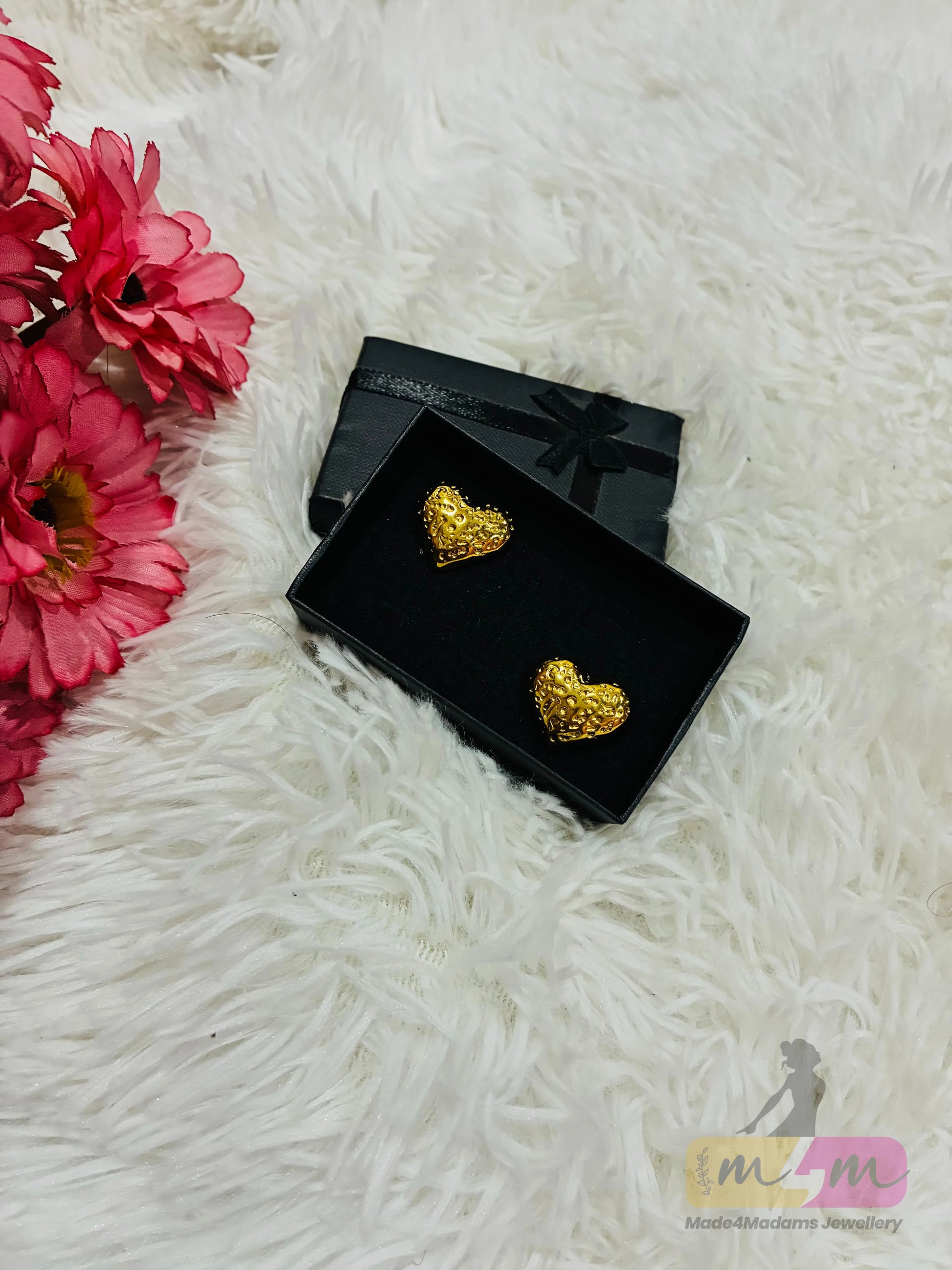 18K Gold Plated Gem Solid Color Heart Shaped Earrings Made4Madams
