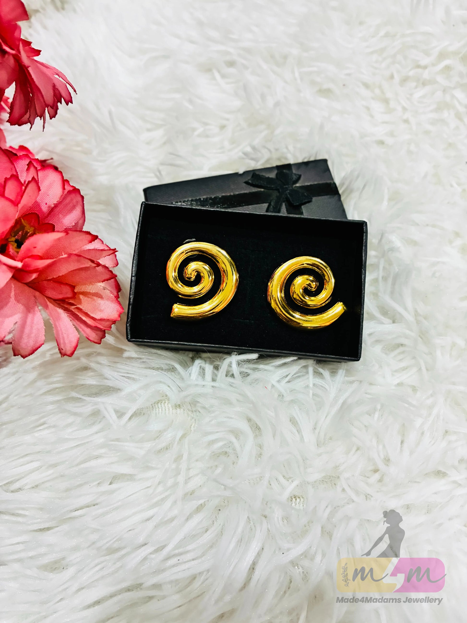 Handmade Irregular Smooth Gold Round Spiral Irregular Earrings Made4Madams