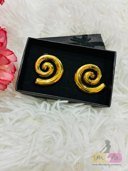 Handmade Irregular Smooth Gold Round Spiral Irregular Earrings Made4Madams