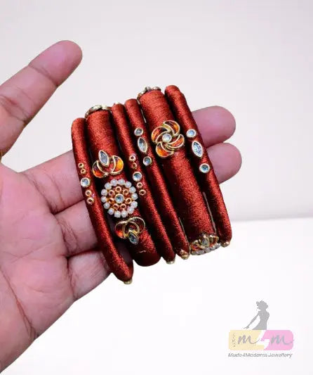 Bold Traditional Royale Silk 6 Bangle  Set Made4Madams