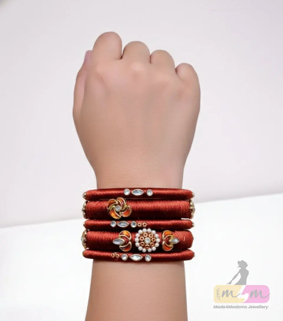 Bold Traditional Royale Silk 6 Bangle  Set Made4Madams