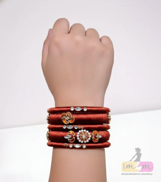 Bold Traditional Royale Silk 6 Bangle  Set Made4Madams