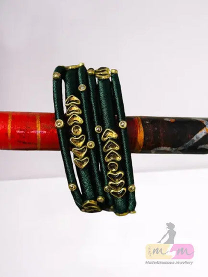 Emerald Heartline Silk Bangles - 6 Set Made4Madams