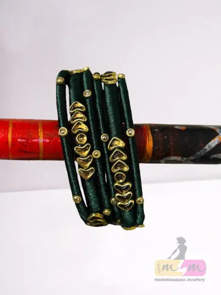 Emerald Heartline Silk Bangles - 6 Set Made4Madams