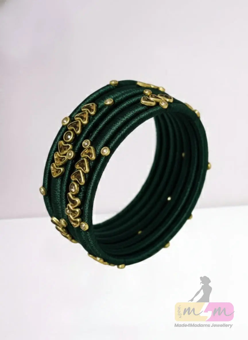 Emerald Heartline Silk Bangles - 6 Set Made4Madams