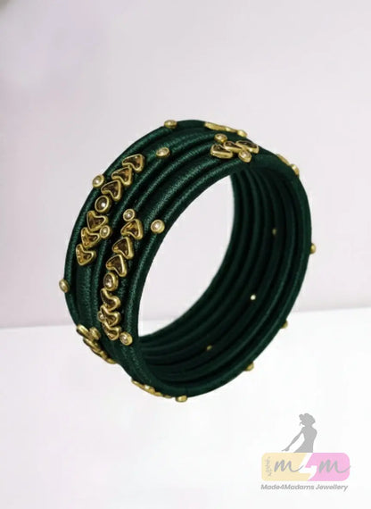 Emerald Heartline Silk Bangles - 6 Set Made4Madams