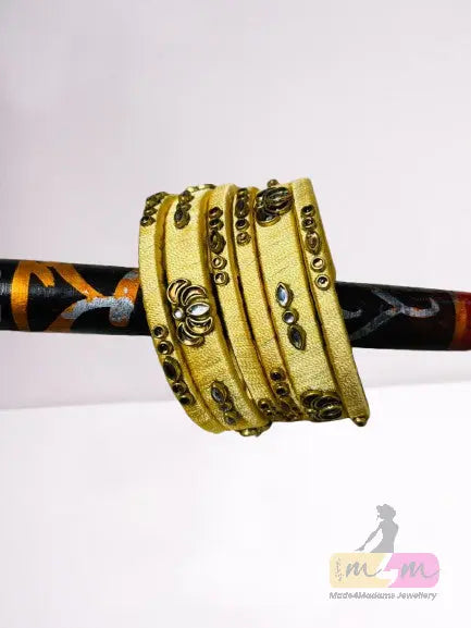 Radiate elegance Golden Glow Silk 6 Bangle Set Made4Madams