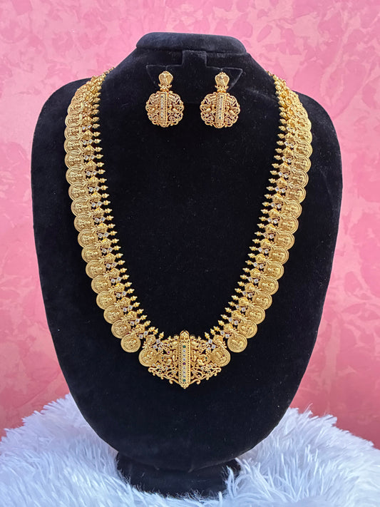 Premium Micro Gold Plated Long Laxmi Haram Made4Madams